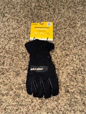 Ski-Doo Mens Mountain XL Snowmobile Gloves Water/Windproof Flexible Race Black